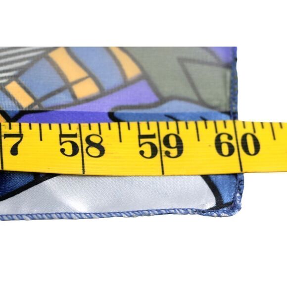 13.5"x60" Picasso BLUE MULTICOLOR POLYESTER HANDROLLED SCARF SHAWL WRAP (B46 - Picture 8 of 8